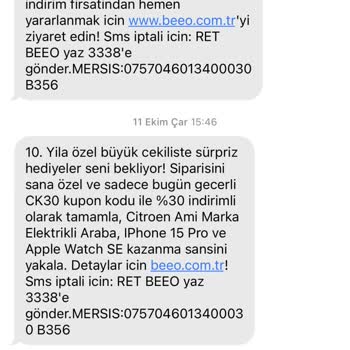 Beeo Markası Yoğun SMS Rahatsızlığı Veriyor.