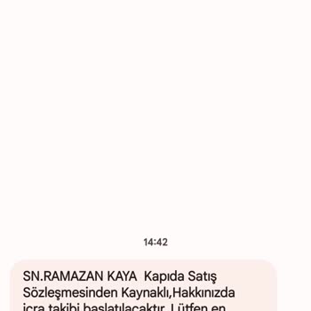 Anda İhtiyaç ve Tüketim Maddeleri Kapıda Ödeme. Almadığım Ürün İçin İcra Takibi Mesajı