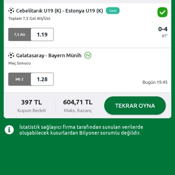 Bilyoner.com Gerçeği Yansıtmayan Skor Ekranı