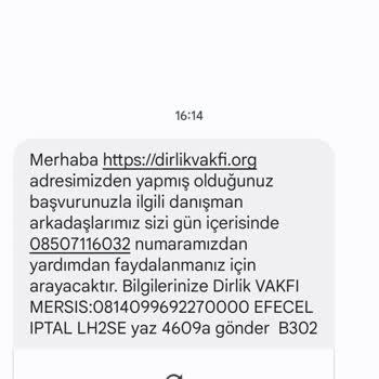 0850 711 60 32 Vakıf Yardımı Hakkında Şikayet