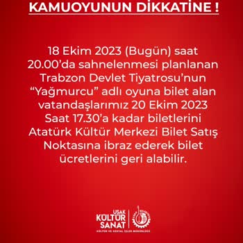 Devlet Tiyatroları Ücret İadesi Yapmadı