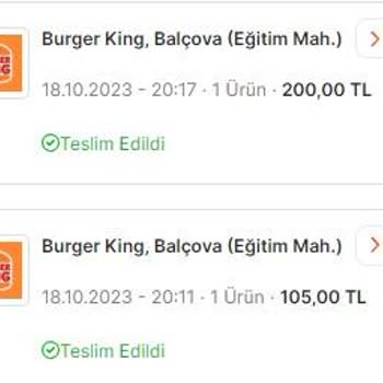 Migros Yemek/Burger King İletilmeyen Sipariş Ve Karttan Ödeme Alınması