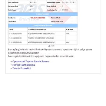 Aras Kargo Dağıtıma Çıkmayan Kargo