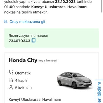 Booking.com Mağdur Bırakılma, Aracın Ücreti Verildiği Halde Teslim Etmeme