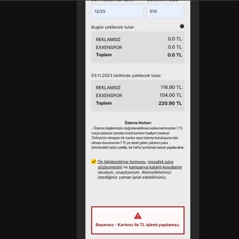 Exxen Üye Olamıyorum, Ödeme Yapamıyorum