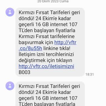 Vodafone Reklam Mesajları ve Aramaları