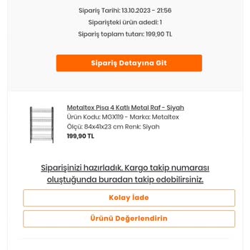 Evidea Alışverişinde Kargolanmayan Ürün