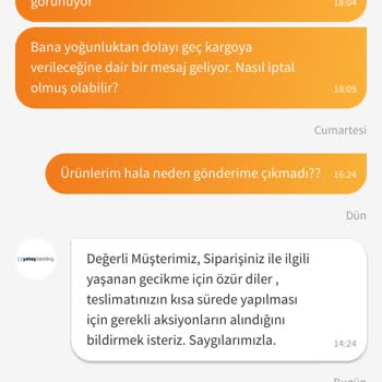 Yataş Siparişim Kargoya Verilmiyor