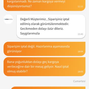 Yataş Siparişim Kargoya Verilmiyor