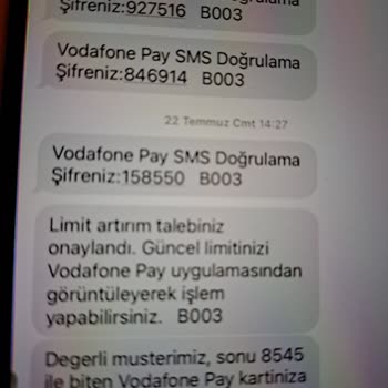Vodafone Pay Limit Artırma Talebi 50 TL Yüklenmedi