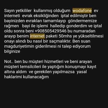 Vodafone Net Haksiz Yere Mağdur Edilme ( Ben Mağdur Oldum
