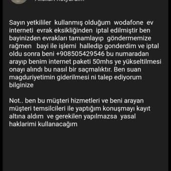 Vodafone Net Haksiz Yere Mağdur Edilme ( Ben Mağdur Oldum