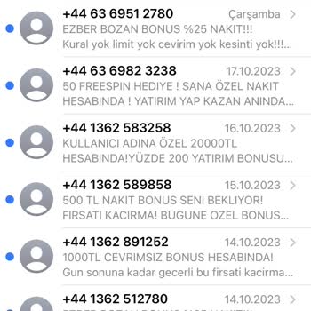 Vodafone +44 Kodlu Telefonuma Gelen Mesajlar