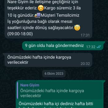 Nare Giyim 1 Aydır Ürünlerimi Göndermedi.