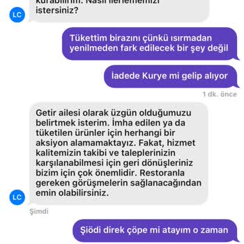 Getir Yemek Bozuk Ürün