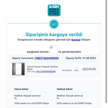 A101 Ürünümü Teslim Etmiyor