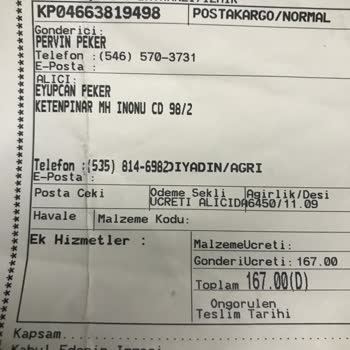 Ağrı Diyadin PTT Kargo Müşteri Mağduriyeti