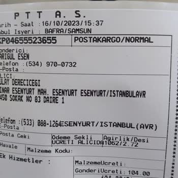 PTT Kargo PTT Avrupa Kim Şubesinden Kayıp Acil