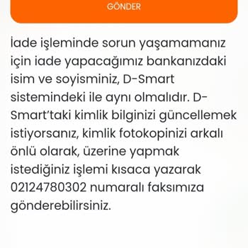 D Smart'tan Para İademi Alamıyorum