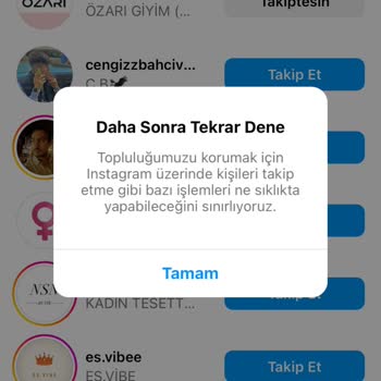 Instagram'da İstek Gönderme Hata Veriyor