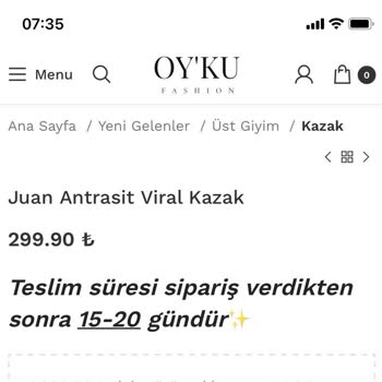Öykü Fashion 1 Aydır Siparişimi Kargoya Vermiyor
