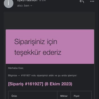Öykü Fashion 1 Aydır Siparişimi Kargoya Vermiyor