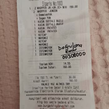 Burger King Whopper Jr Menüden Saç Çıktı