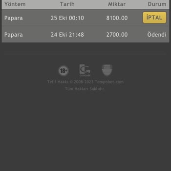 Tempobet Çekim Talebi 15