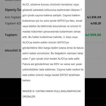 Nazliye.com İade Almıyor