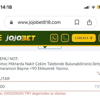 Jojobet Para Çekim Limiti 1.000.000.00 TL Olması İle Paranızı Vermiyor