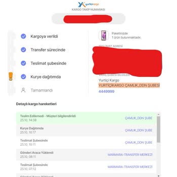 Yurtiçi Kargo ÇAMLIK_DDN Şubesi Kargo Sorunu