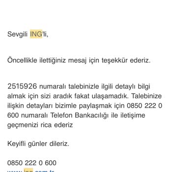 ING Ciddi İletişim Problemi