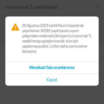 Enpara Dönüşen Kur Korumalı Hesap Açılışlarının Durdurulması