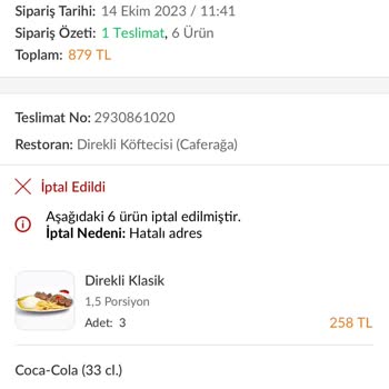 Trendyol Yemek Kuryesi Siparişlerimizi Yedi, Paramız İade Edilmiyor.
