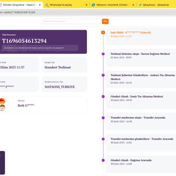 Watsons Siparişimi Bana Ulaştırmıyor Ve Takibi Yapılmıyor