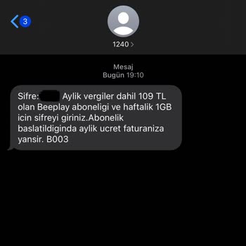 Vodafone Beeplay Aboneliği Hakkında Şüpheli Mesaj