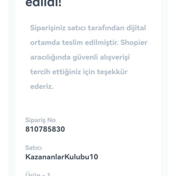 Shopier'den Aldığım Dijital Ürün Gelmedi.