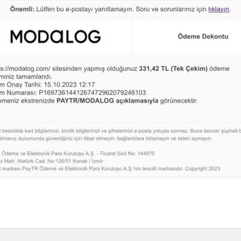 Modalog Siparişim Ulaşmadı Para İademi Talep Ediyorum.