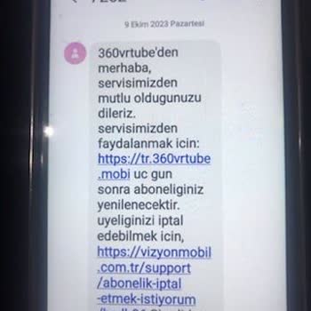 Onayım Dışında Vodafone Hattıma Yansıyan +18 360vrtube Üyeliği