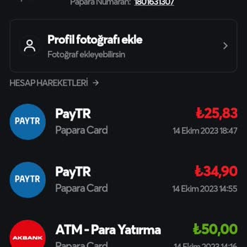 Papara Kartımda Paytr Adında Haberim Dahilinde Olmayan Ödeme Olması.