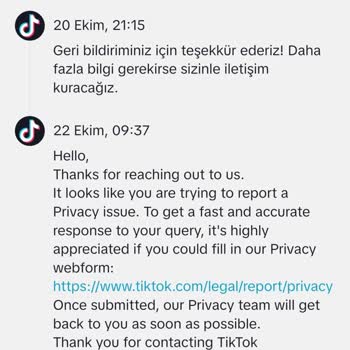 TikTok Resim Ve Video İhlali Bildirimi