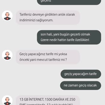 Vodafone Paket Harici Para Talebi