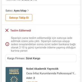 Sürat Kargo İade Ve Paramız Gelmiyor