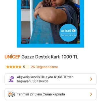 Hepsiburada UNICEF Destek Kartı Hk