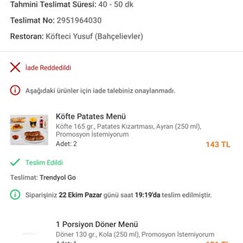 Trendyol Yemek İlgisiz Bir Firma