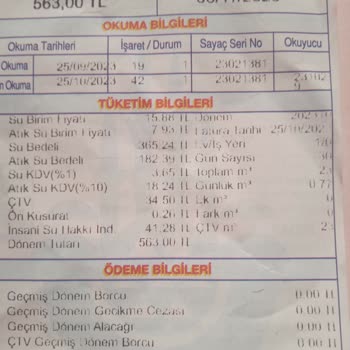 İBB - İstanbul Büyükşehir Belediyesi Ekim Ayı Su Faturası