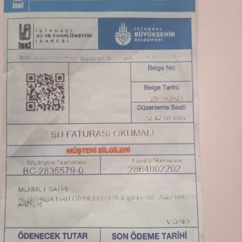 İBB - İstanbul Büyükşehir Belediyesi Ekim Ayı Su Faturası