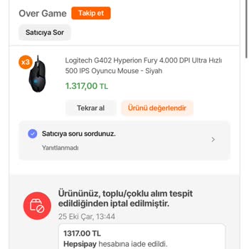 Hepsiburada Bilgim Dışında Sipariş İptali