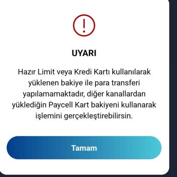 Paycell Hazır Limitini İbana Transfer Edemiyorum