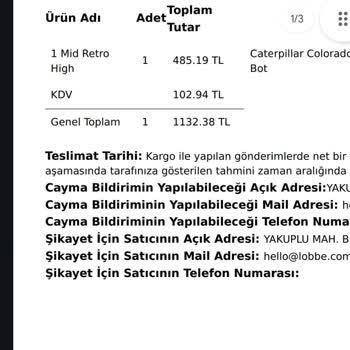 Lobbeco Ayakkabı Siparişiyle İlgili Sorun